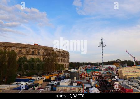 Riesenrad,  Nürnberg Volksfest, Nürnberg, Volksfest, Party, Freude, Feier, Stimmung auf der Dult in Nürnberg bei der Kongresshalle oder Kolosseum, Stock Photo