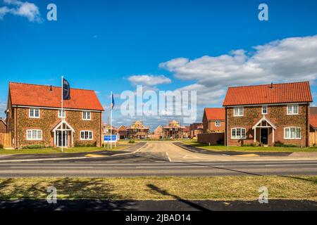 New estate of houses by Bennett Homes being built on a greenfield site at St Edmund's Park on the edge of Hunstanton in north Norfolk. Stock Photo