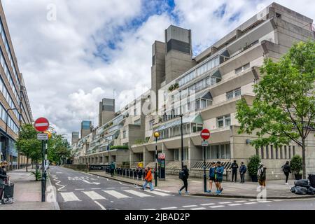 The Grade II listed Brunswick Centre residential and shopping centre in Bloomsbury, London, was designed by Patrick Hodgkinson in the mid-1960s. Stock Photo