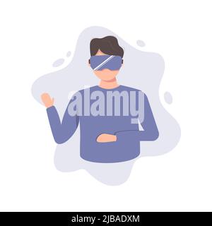 Man in virtual reality glasses. Virtual reality concept. Metaverse illustration Stock Vector
