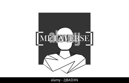 Metaverse modern banner. Virtual reality conception. Black White style Stock Vector