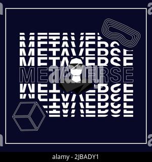 Metaverse poster. Virtual reality conception. Black style Stock Vector
