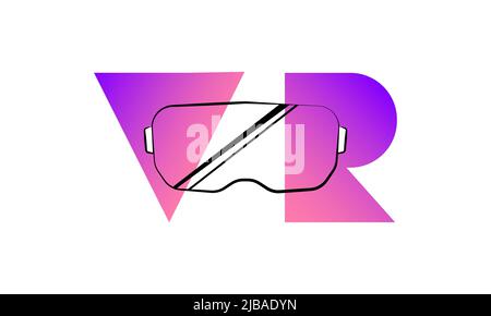 AR banner with face in VR glasses, Virtual reality, Futuristic Cyber Stock Vector