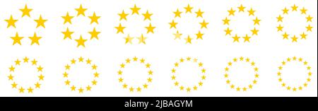 Circle made out of five pointed stars, version with five to sixteen objects, can be used as infographics element Stock Vector