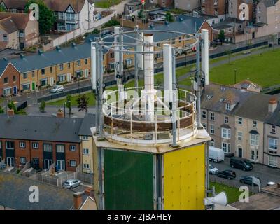 Aerial Photos of Rhyl Harbor and Sea Front Stock Photo