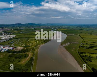 Aerial Photos of Rhyl Harbor and Sea Front Stock Photo