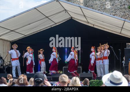 Prolisok Ukrainian Dance Group perform on the Global Festival Stage at Water Fest 2022, in Reading, Abbey Gardens Stock Photo