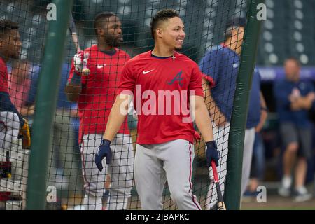 Denver CO, USA. 3rd June, 2022. Atlanta catcher William Contreras (24) during pre game with Atlanta Braves and Colorado Rockies held at Coors Field in Denver Co. David Seelig/Cal Sport Medi. Credit: csm/Alamy Live News Stock Photo