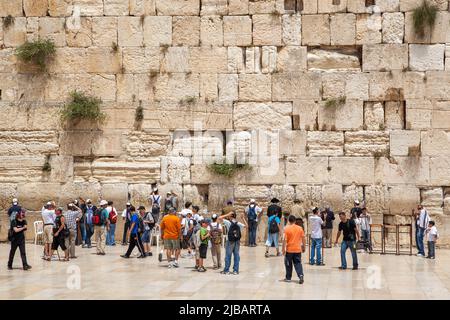 Jerusalem, Israel - May 20, 2009:  Prayers by The Western Wall in Jerusalem Stock Photo