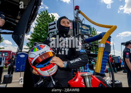 Detroit, MI, USA. 3rd June, 2022. TATIANA CALDERON (11) (R) of Bogota, Columbia prepares to practice for the Chevrolet Detroit Grand Prix at Belle Isle Park in Detroit MI. (Credit Image: © Walter G. Arce Sr./ZUMA Press Wire) Stock Photo