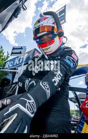 Detroit, MI, USA. 3rd June, 2022. TATIANA CALDERON (11) (R) of Bogota, Columbia prepares to practice for the Chevrolet Detroit Grand Prix at Belle Isle Park in Detroit MI. (Credit Image: © Walter G. Arce Sr./ZUMA Press Wire) Stock Photo