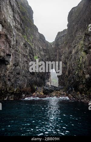 Imposing Vestmanna sea cliffs, Streymoy Island, Faroe Islands Stock Photo