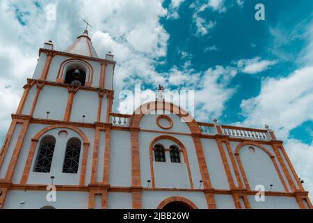 front view of the church of the municipality of ocamonte in colombia Stock Photo