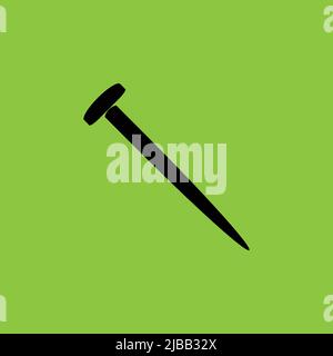 Nail icon isolated on green background.  Stock Vector