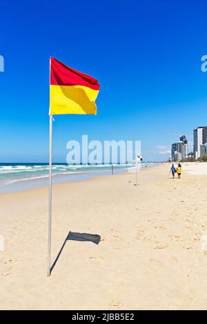 Queensland Australia /  Tourists and locals alike enjoy the sunshine, seaside and beach at Surfers Paradise. Stock Photo