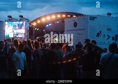 Moscow, Russia — August 06 2016: Faces & Laces Street Culture and Youth Festival in Moscow's Gorky park Evening stage and open-air concert Stock Photo