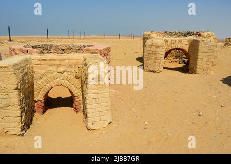 Prophet Moses Springs, Water wells and palms in Sinai Peninsula, Ras Sidr, Egypt, The Springs of Moses are a group of hot springs forming a small fert Stock Photo