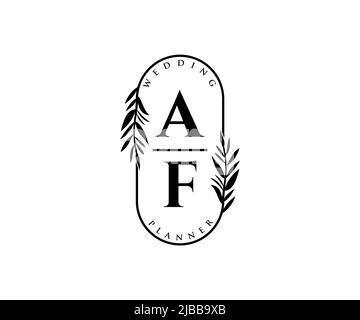 AF Initials letter Wedding monogram logos template, hand drawn modern ...