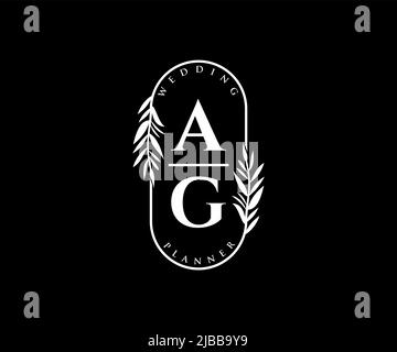 AG Initials letter Wedding monogram logos collection, hand drawn modern ...