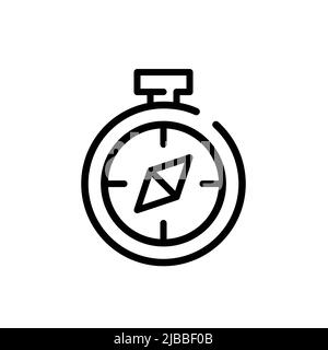 Hand compass. Hiking and travel orientation gear. Pixel perfect, editable stroke line icon Stock Vector