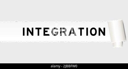 Ripped gray paper background that have word integration under torn part Stock Vector