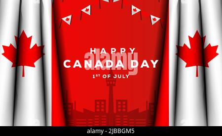 realistic canada day with two canadian flags Stock Vector