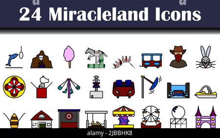 Miracleland Icon Set. Editable Bold Outline With Color Fill Design. Vector Illustration. Stock Vector