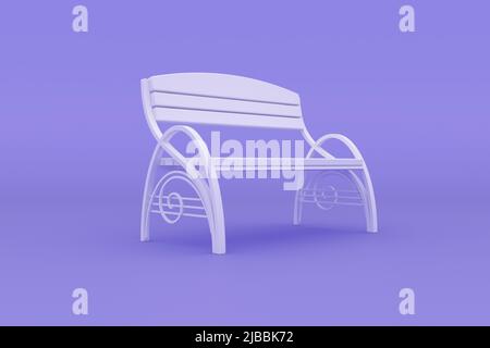 Park chair isolated on pink purple background, 3D rendering. Stock Photo