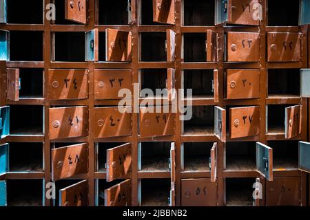 numbered safe deposit boxes, arabic numbers Stock Photo