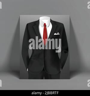 Stylish colored poster human figure dressed in a business suit with a red tie vector illustration Stock Vector