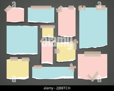 Important yellow and red notes. Vector organized office notepad papers. Clean blank piece of colored paper illustration Stock Vector