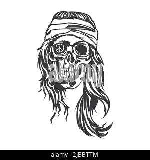 Isolated illustrationof dead hippie Stock Vector