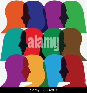 Human heads different colors Stock Vector