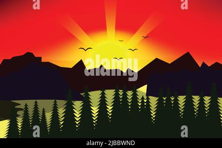 Digital illustration landscape wallpapar background Stock Vector