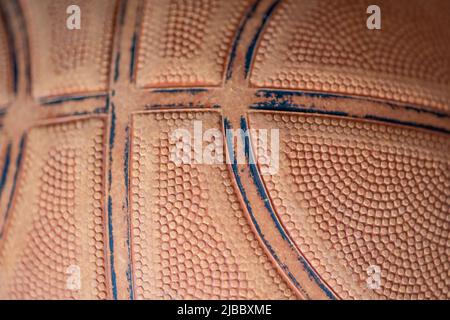 Close up shot of basketball texture Stock Photo