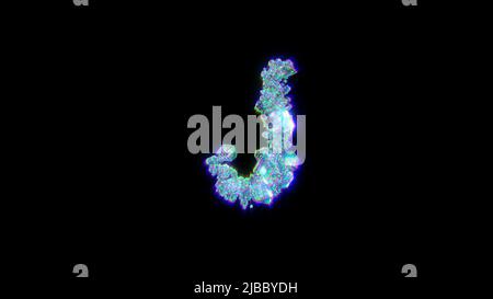 distorted alphabet of jewels with chromatic aberrations - letter J, isolated - object 3D illustration Stock Photo