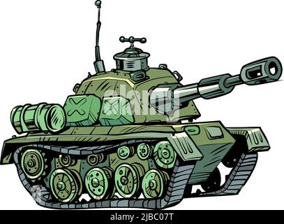 Modern military tank, military weapon. Army car. Self-propelled artillery Stock Vector