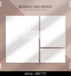 Realistic window light and shadow set of business cards with blank rectangular mockups and shade stripes vector illustration Stock Vector