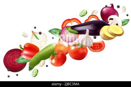 https://l450v.alamy.com/450v/2jbc3ma/realistic-flying-vegetables-composition-on-blank-background-with-pieces-of-ripe-and-sliced-fruits-in-motion-vector-illustration-2jbc3ma.jpg