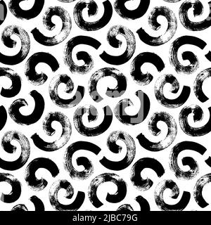Black paint swirled bold line seamless pattern. Stock Vector