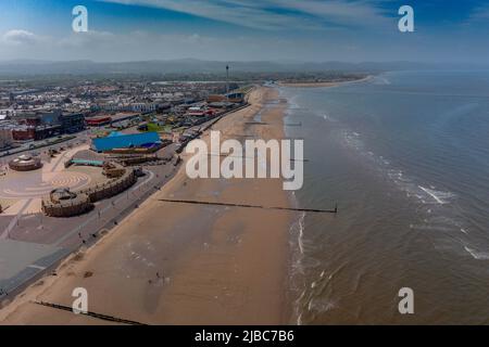 Aerial Photos of Rhyl Harbor and Sea Front Stock Photo