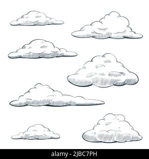 Hand drawn cloud elements in scetch style Stock Vector