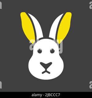Rabbit glyph icon isolated on the black. Farm animal vector illustration. Agriculture sign. Graph symbol for your web site design, logo, app, UI. EPS1 Stock Vector