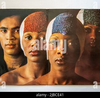 Interior gatefold of the LP Nightflight to Venus, the third studio album by Boney M, which was released in 1978 Stock Photo - Alamy