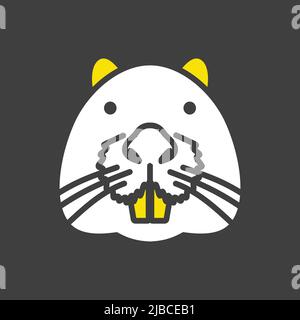 Otter beaver glyph icon isolated on the black. Animal head vector. Agriculture sign. Graph symbol for your web site design, logo, app, UI. EPS10. Stock Vector