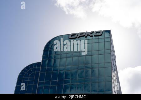 Miami, Florida, USA - January 2, 2022: OPKO Health headquarters in Miami, Florida, USA. Stock Photo