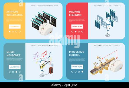 Science isometric horizontal banners set with experiment and theory ...