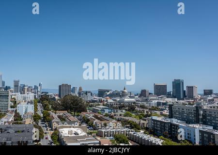 Panoramic view of Civic Center district from above, San Francisco, California Stock Photo