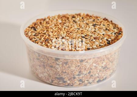 Everything seasoning in a plastic container Stock Photo