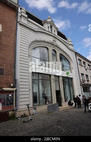 Exterior of Cărturești Carusel in Bucharest, Romania, one of the most beautiful bookstores in the world; lots of books & beautiful architecture Stock Photo